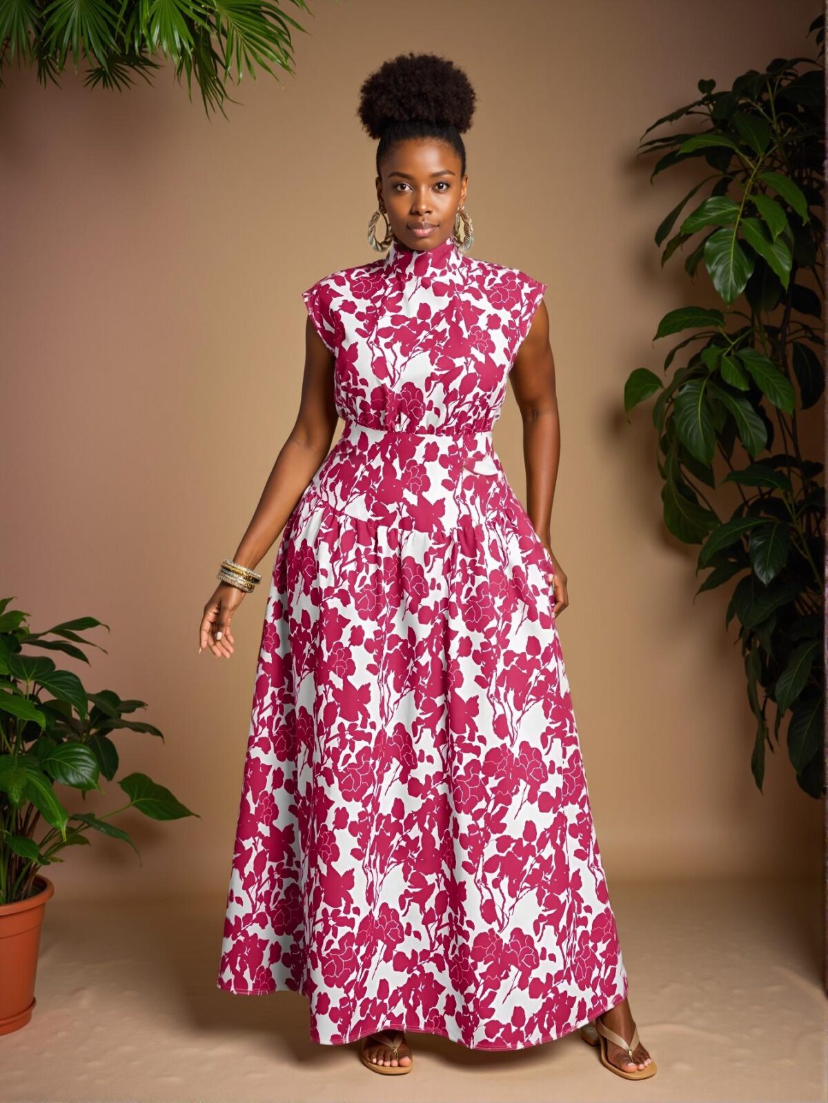 Elegant Hot Pink Boho A-Line Floral Dress with Cut Out and Pocket, Perfect for Spring and Summer Holidays - Chic, Classy, and Trendy Fashion Style to Dress to Impress - Image 5