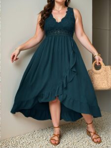 Elegant Teal Blue Casual Backless Ruffle Strap Mini Sundress for Spring and Summer "Chic, Classy and Trendy Fashion Style to Dress to Impress"