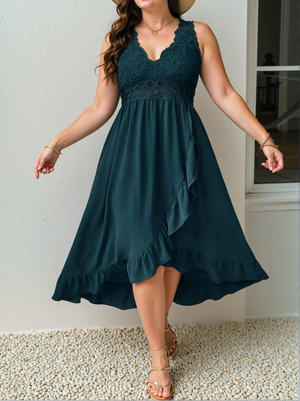 Elegant Teal Blue Casual Backless Ruffle Strap Mini Sundress for Spring and Summer "Chic, Classy and Trendy Fashion Style to Dress to Impress" - Image 3