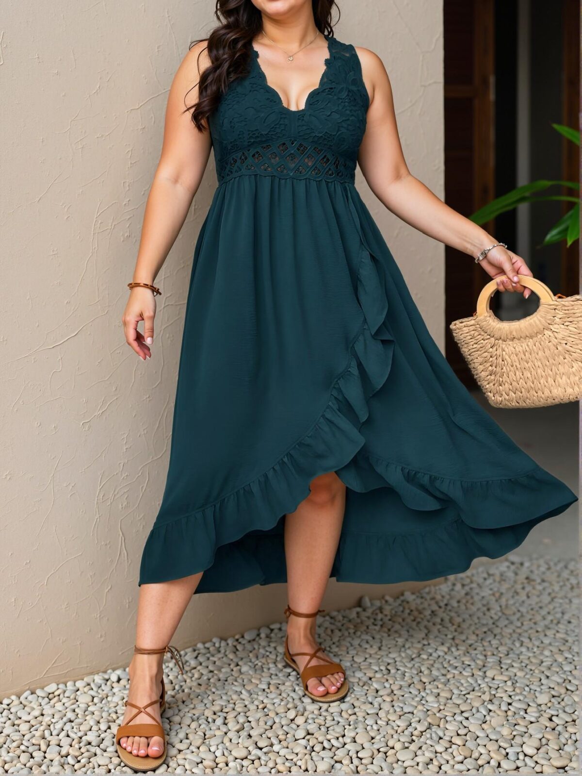 Elegant Teal Blue Casual Backless Ruffle Strap Mini Sundress for Spring and Summer "Chic, Classy and Trendy Fashion Style to Dress to Impress" - Image 5
