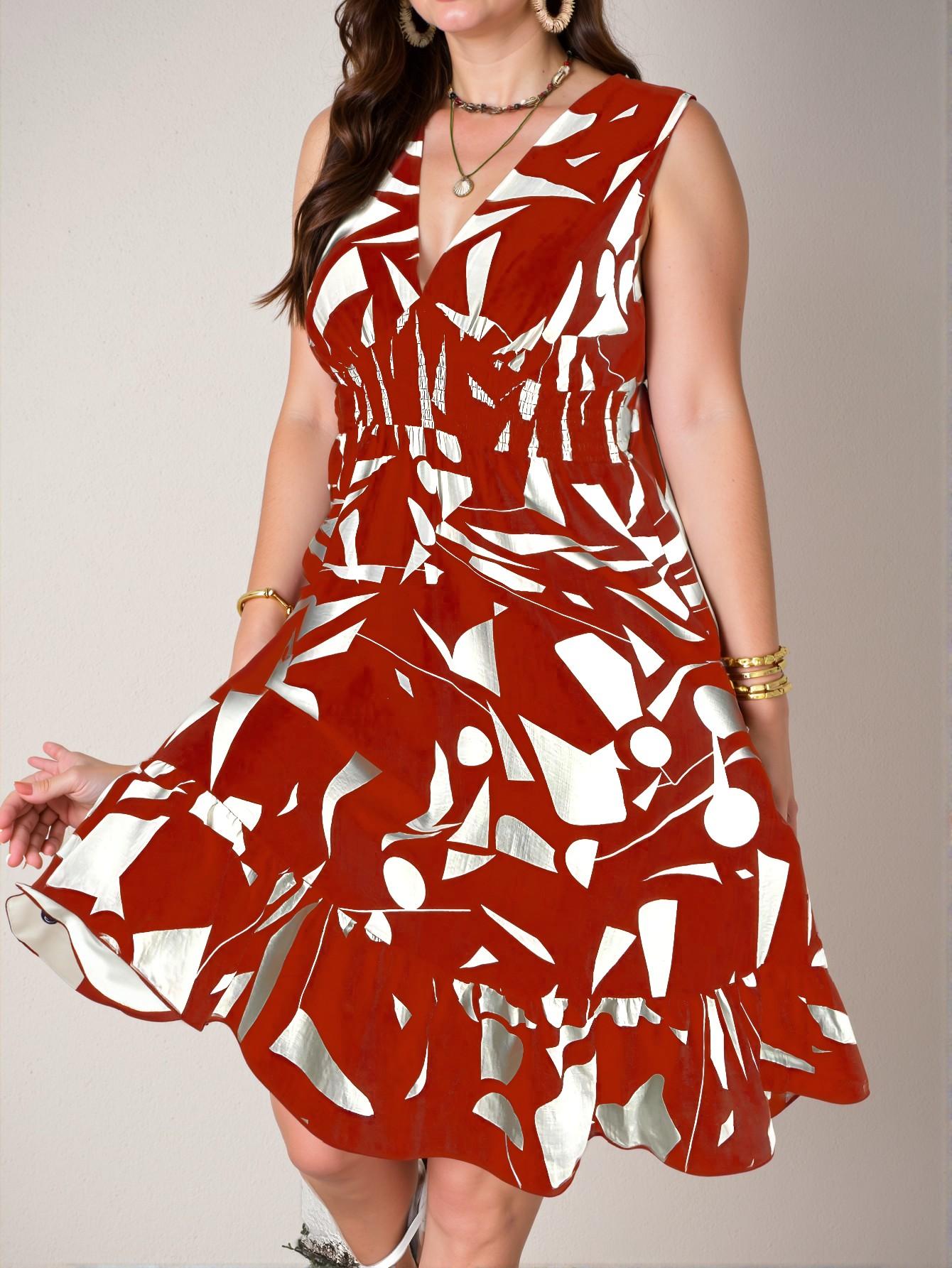 Elegant Multicolor Casual A-Line Dress with Ruffle Hem and Shirred Detail for Spring and Summer Outings – Chic, Classy, and Trendy Fashion Style to Dress to Impress