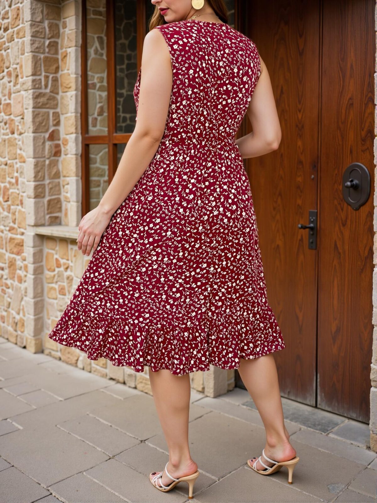 Elegant Multicolor Fluttering Floral A-Line Dress With Cinched Waist and Ruffle Hem – Chic, Classy and Trendy Fashion Style to Dress to Impress - Image 2