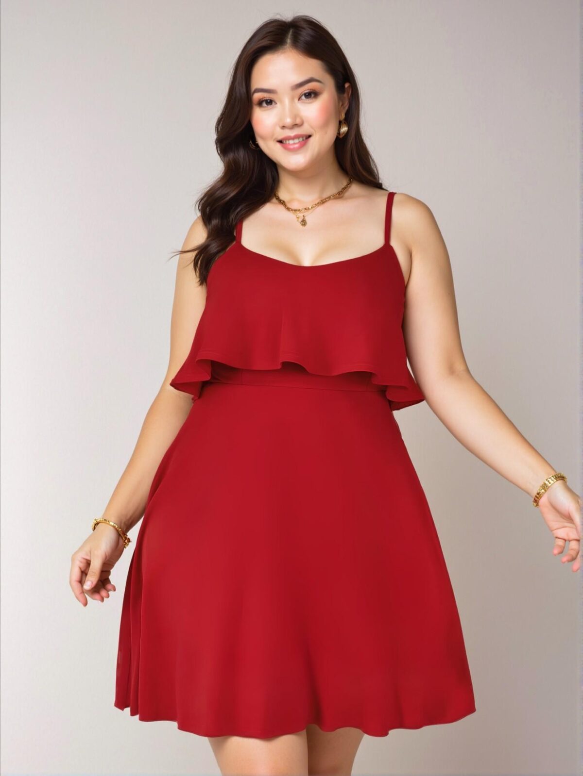 Elegant Red Spaghetti Strap Ruffled Backless Mini Dress with Lacing for Spring and Summer Chic, Classy and Trendy Fashion Style to Dress to Impress - Image 2