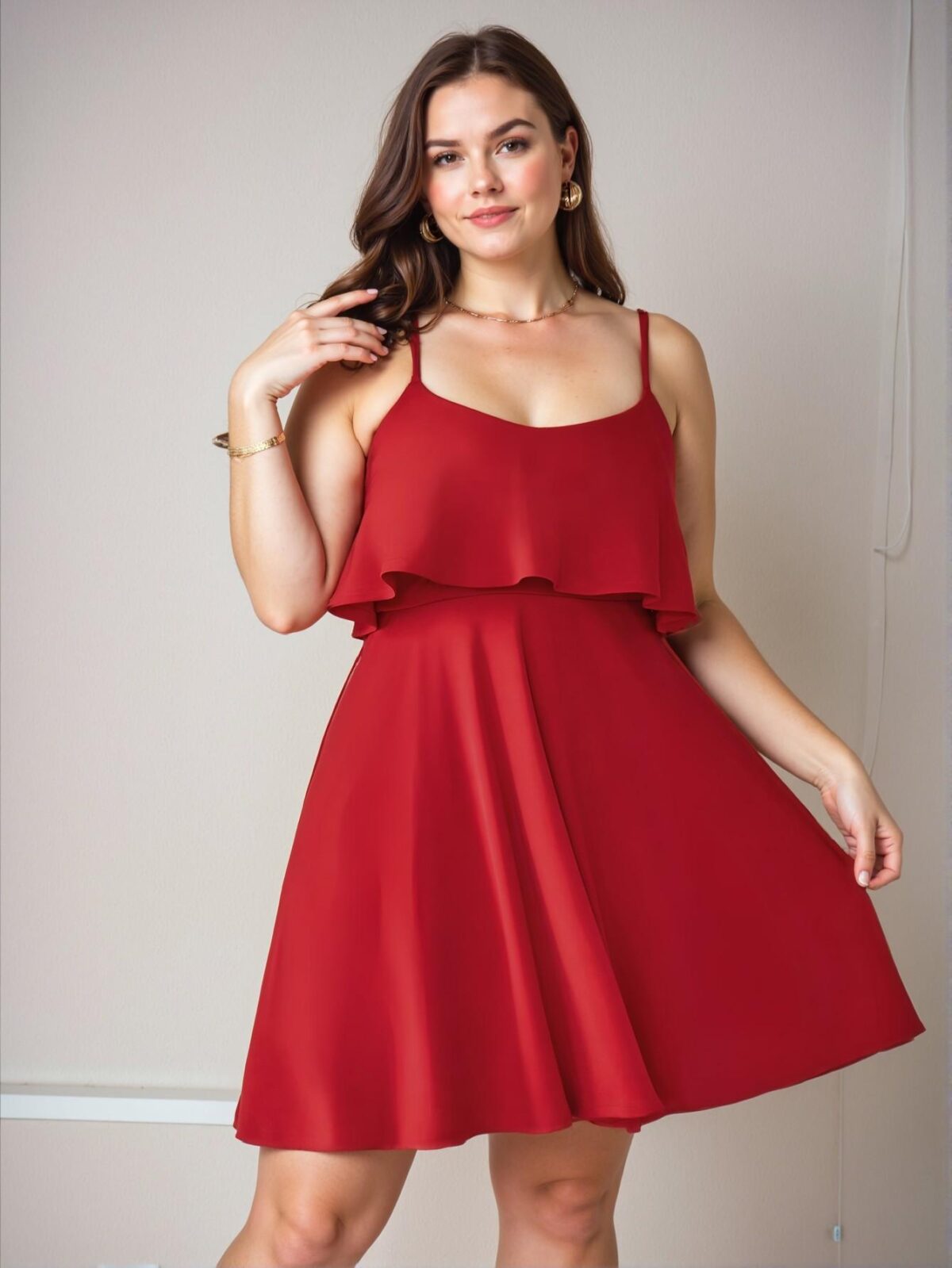 Elegant Red Spaghetti Strap Ruffled Backless Mini Dress with Lacing for Spring and Summer Chic, Classy and Trendy Fashion Style to Dress to Impress - Image 3