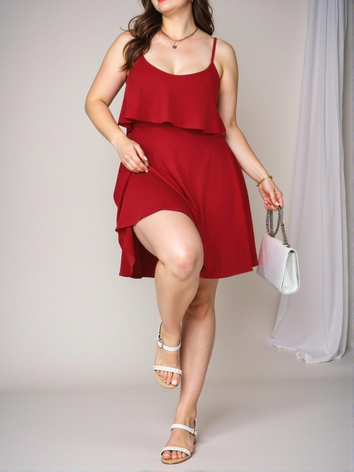 Elegant Red Spaghetti Strap Ruffled Backless Mini Dress with Lacing for Spring and Summer Chic, Classy and Trendy Fashion Style to Dress to Impress - Image 4