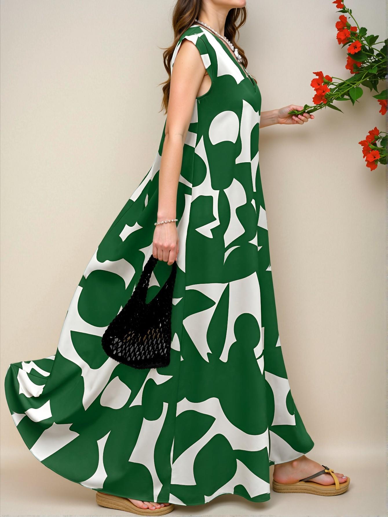 Elegant Multicolor Stylish Plus Size Casual A-Line Dress with Flounce Sleeves for Spring and Summer - Chic, Classy and Trendy Fashion Style to Dress to Impress