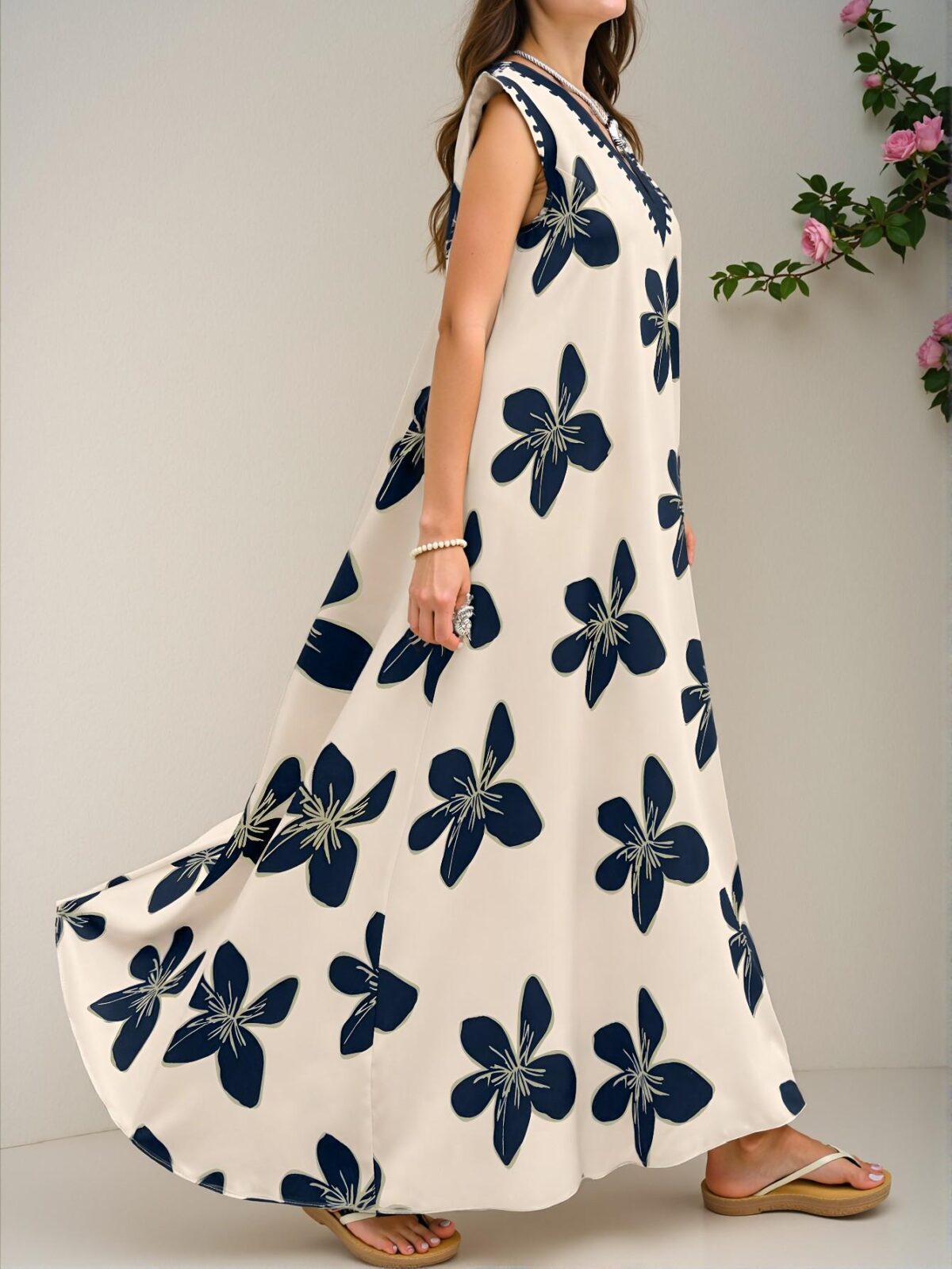 Elegant Multicolor Bohemian V-Neck Flared Casual Dress Perfect for Spring and Summer - Chic, Classy and Trendy Fashion Style to Dress to Impress
