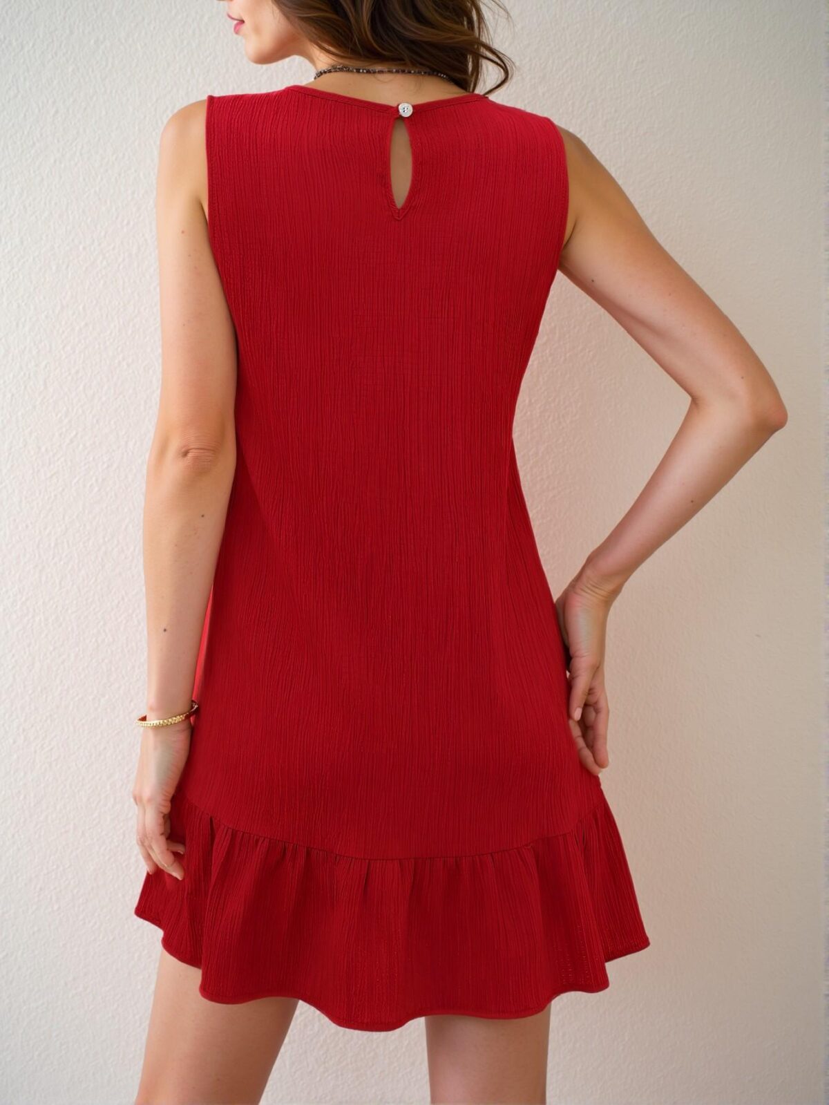 Elegant Red Casual Ruffle Hem Dress Perfect for New Year Celebrations and Beach Getaways—Chic, Classy and Trendy Fashion Style to Dress to Impress - Image 2
