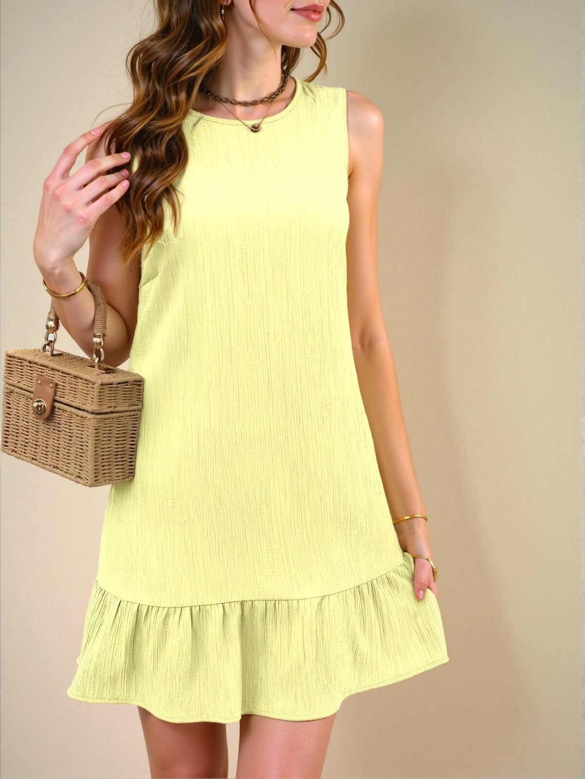 Elegant Yellow Cute Smock Dress with Ruffle Hem for Summer Beach Outings and Daily Wear - Chic, Classy and Trendy Fashion Style to Dress to Impress - Image 5