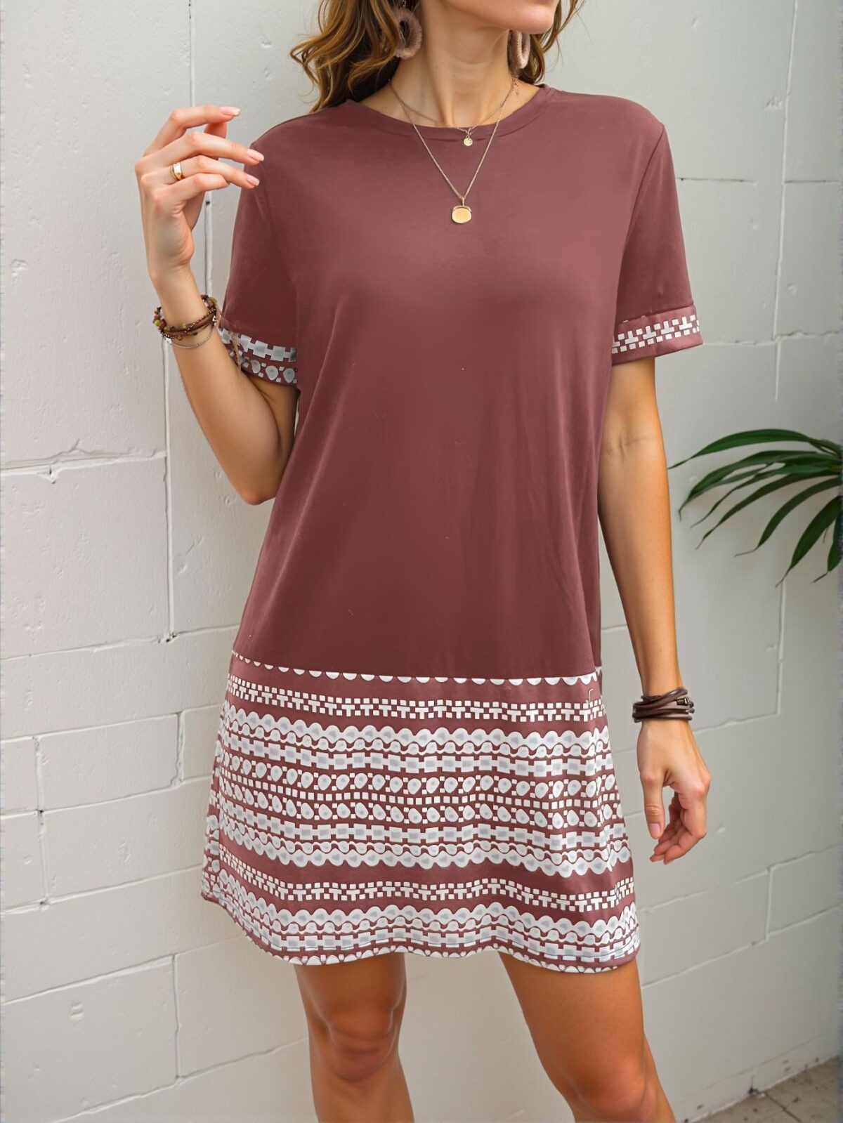 Elegant Dusty Pink Casual Mini Dress with Short Sleeves Perfect for Spring and Summer Concerts – Chic, Classy, and Trendy Fashion Style to Dress to Impress - Image 3