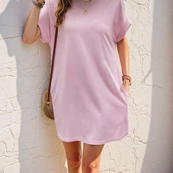 Chic Pink Batwing Sleeve Tee Dress for Spring and Summer: Stylish, Sophisticated, and Trendy Fashion to Impress