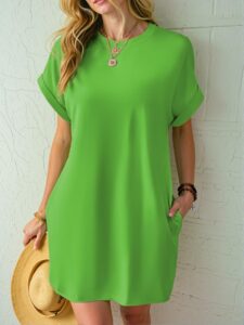 Elegant Green Casual Batwing Sleeve Dress for Spring and Summer - Chic, Classy and Trendy Fashion Style to Dress to Impress
