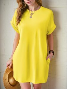 Elegant Yellow Versatile Daily Short Sleeve Dress for Spring and Summer - Chic, Classy and Trendy Fashion Style to Dress to Impress