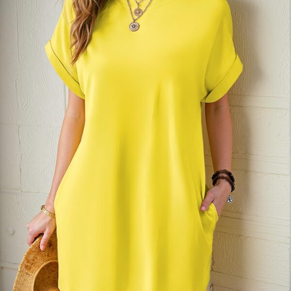 Elegant Yellow Versatile Daily Short Sleeve Dress for Spring and Summer - Chic, Classy and Trendy Fashion Style to Dress to Impress