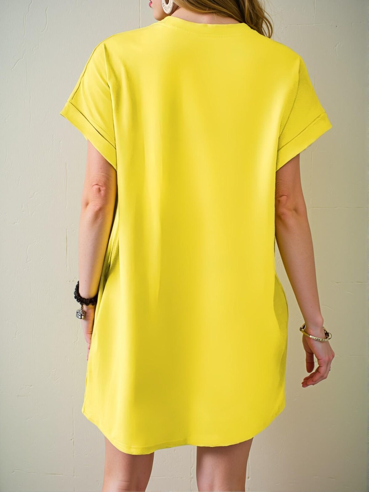 Elegant Yellow Versatile Daily Short Sleeve Dress for Spring and Summer - Chic, Classy and Trendy Fashion Style to Dress to Impress - Image 2