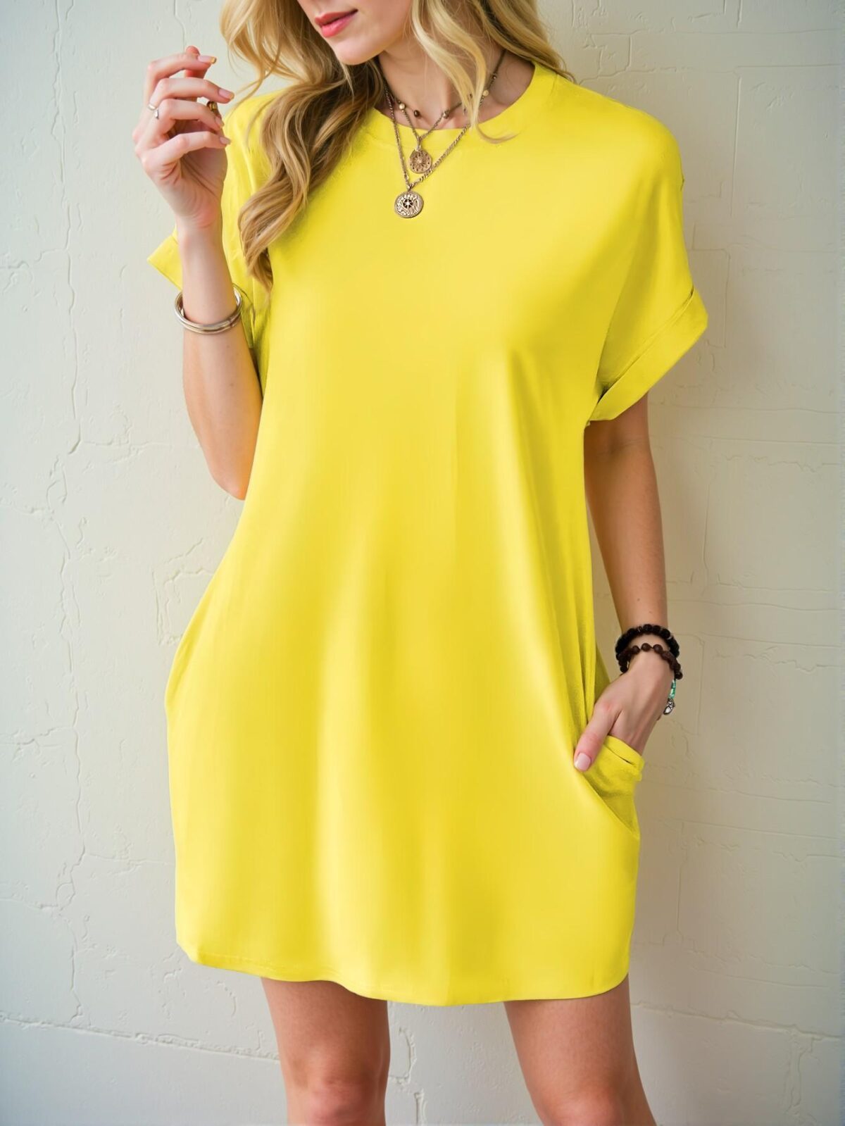 Elegant Yellow Versatile Daily Short Sleeve Dress for Spring and Summer - Chic, Classy and Trendy Fashion Style to Dress to Impress - Image 5