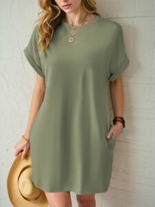 Elegant Lime Green Relaxed Batwing Sleeve Casual Tunic Dress for Spring and Summer - Chic, Classy and Trendy Fashion Style to Dress to Impress