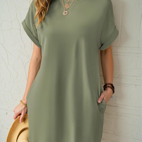 Elegant Lime Green Relaxed Batwing Sleeve Casual Tunic Dress for Spring and Summer - Chic, Classy and Trendy Fashion Style to Dress to Impress