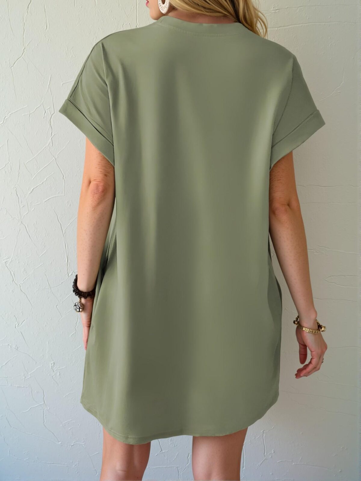 Elegant Lime Green Relaxed Batwing Sleeve Casual Tunic Dress for Spring and Summer - Chic, Classy and Trendy Fashion Style to Dress to Impress - Image 2