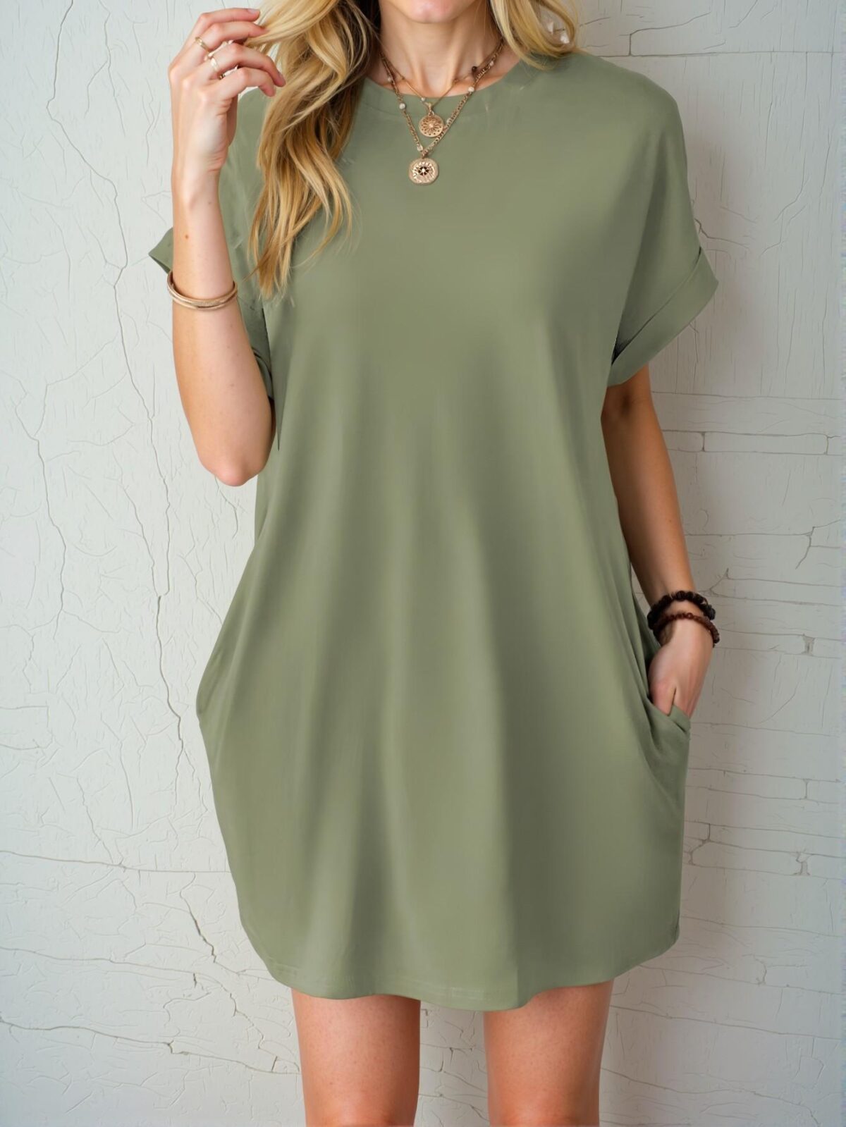 Elegant Lime Green Relaxed Batwing Sleeve Casual Tunic Dress for Spring and Summer - Chic, Classy and Trendy Fashion Style to Dress to Impress - Image 4