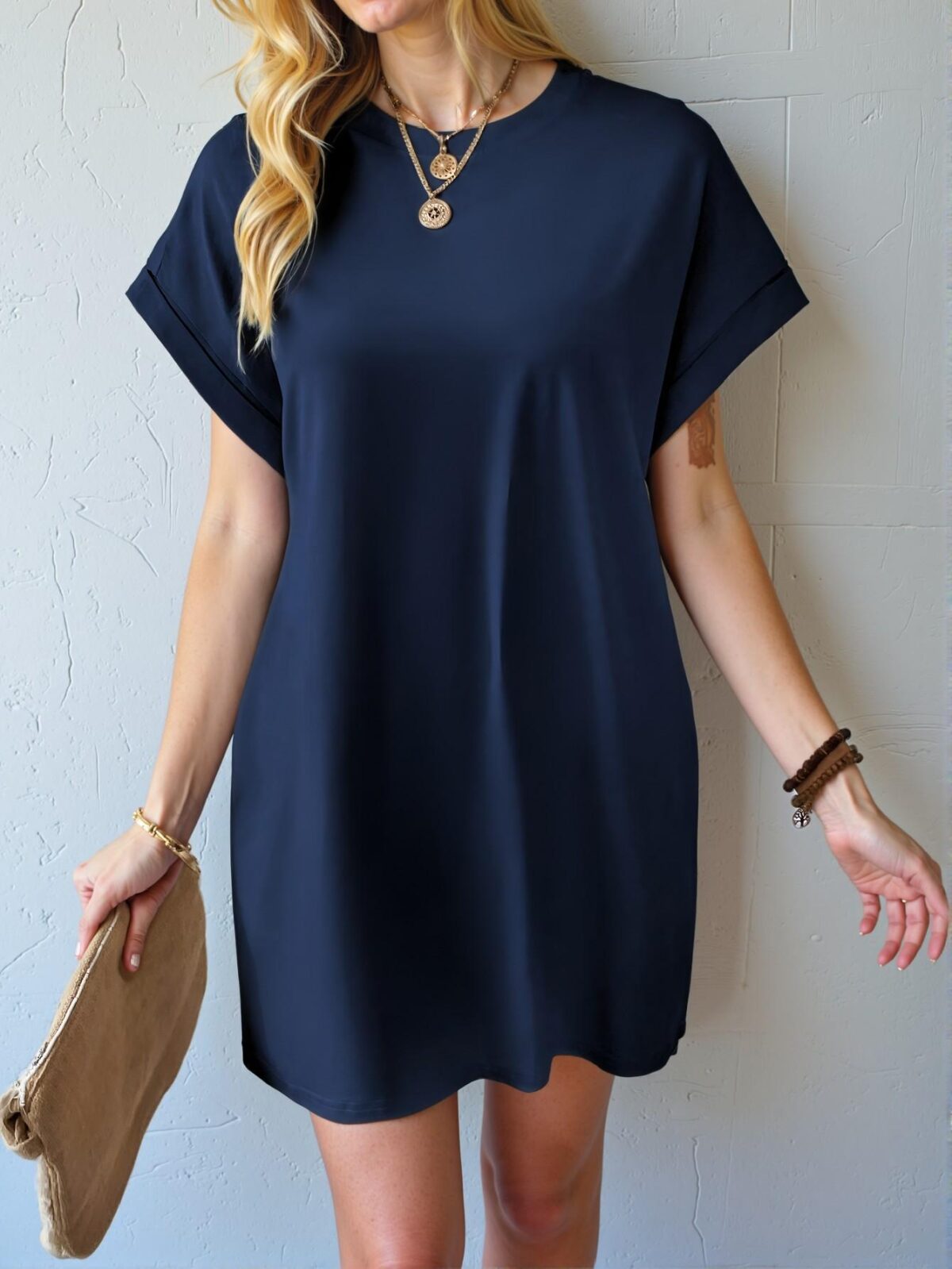 Elegant Navy Blue Casual Summer Dress with Pockets for Effortless Style - Chic, Classy and Trendy Fashion Style to Dress to Impress - Image 4