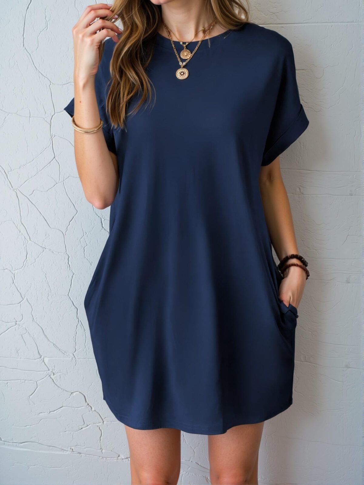 Elegant Navy Blue Casual Summer Dress with Pockets for Effortless Style - Chic, Classy and Trendy Fashion Style to Dress to Impress - Image 5