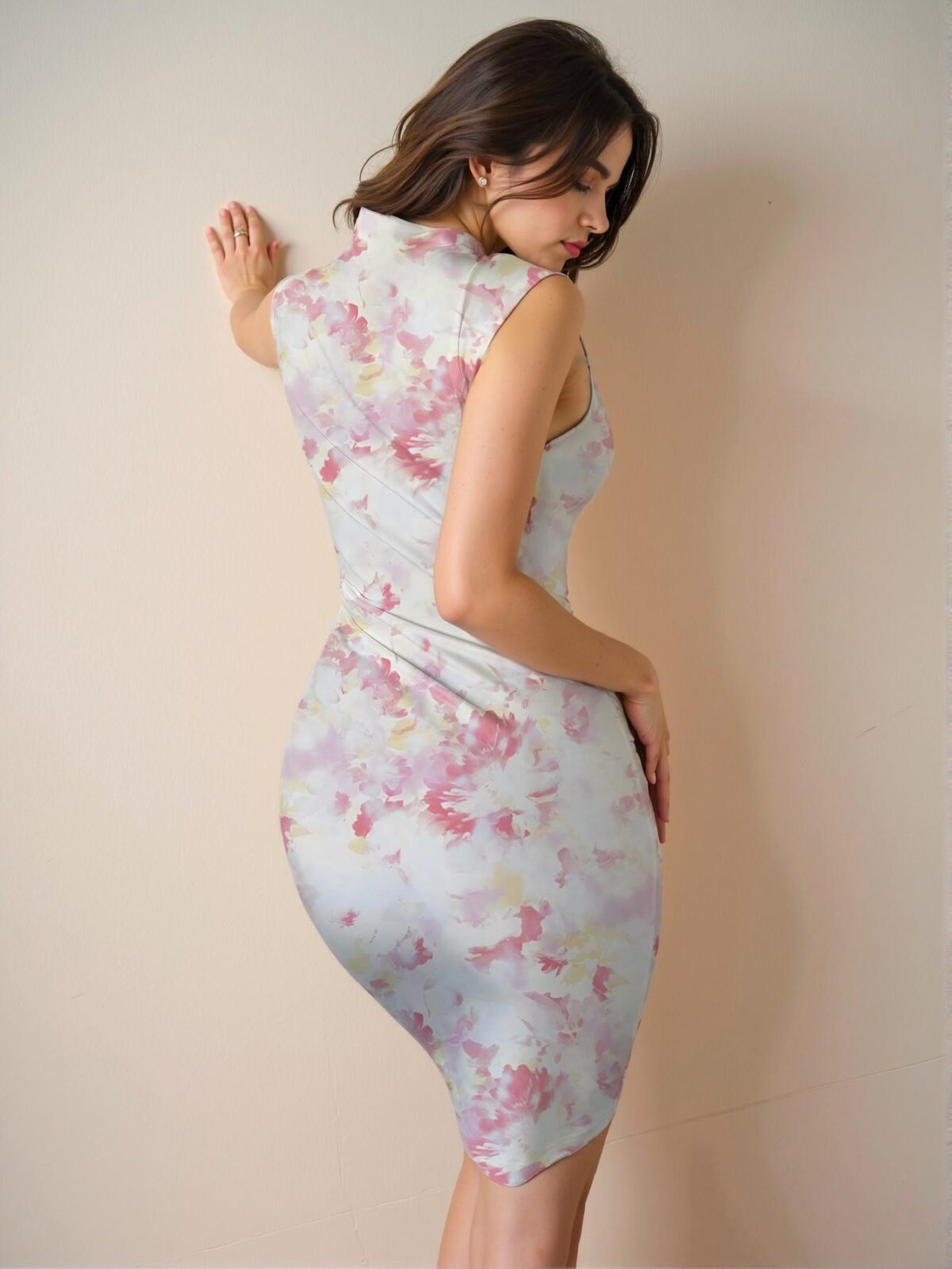 Elegant Multicolor Bodycon Dress Featuring Floral Shirred Detailing, Perfect for Summer Naps, Romantic Dates, and Spring/Summer Parties - Chic, Classy and Trendy Fashion Style to Dress to Impress - Image 2