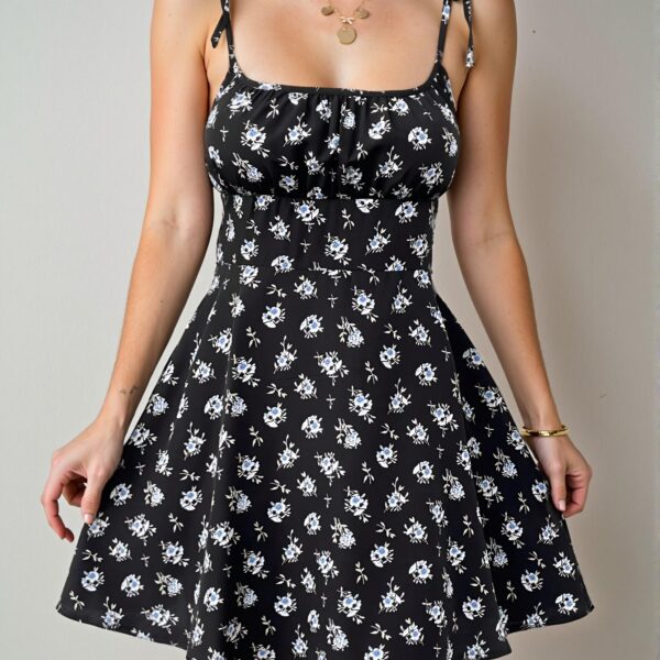 Elegant Black Boho Cami Dress with Colorblock and Plant Prints for Effortless Spring and Summer Style - Chic, Classy and Trendy Fashion Style to Dress to Impress