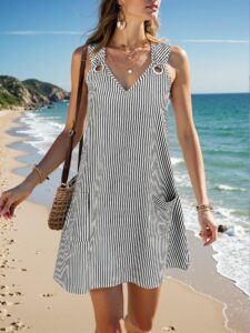 Elegant Black and White Striped Summer Dress for Warm Weather Chic, Classy and Trendy Fashion Style to Dress to Impress