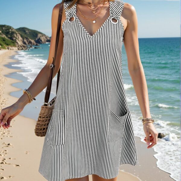 Elegant Black and White Striped Summer Dress for Warm Weather Chic, Classy and Trendy Fashion Style to Dress to Impress