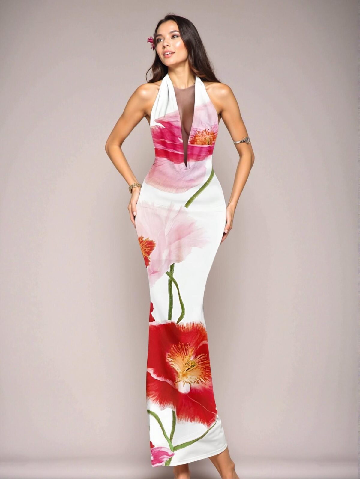 Elegant Multicolor Floral Wrap V-Neck Maxi Dress Perfect for Spring and Summer Getaways Chic, Classy and Trendy Fashion Style to Dress to Impress - Image 2
