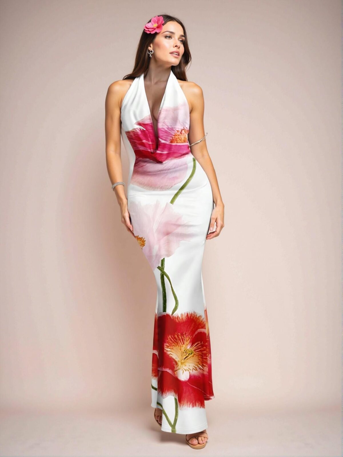 Elegant Multicolor Floral Wrap V-Neck Maxi Dress Perfect for Spring and Summer Getaways Chic, Classy and Trendy Fashion Style to Dress to Impress - Image 4