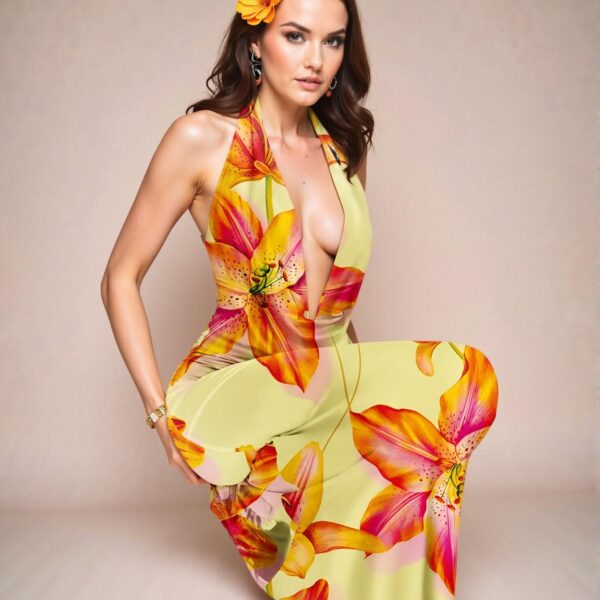 Elegant Multicolor Floral Draped Neck Long Dress for Women, Perfect for Casual Beach and Evening Events, Ideal for Summer and Spring Fashion "Chic, Classy and Trendy Fashion Style to Dress to Impress"