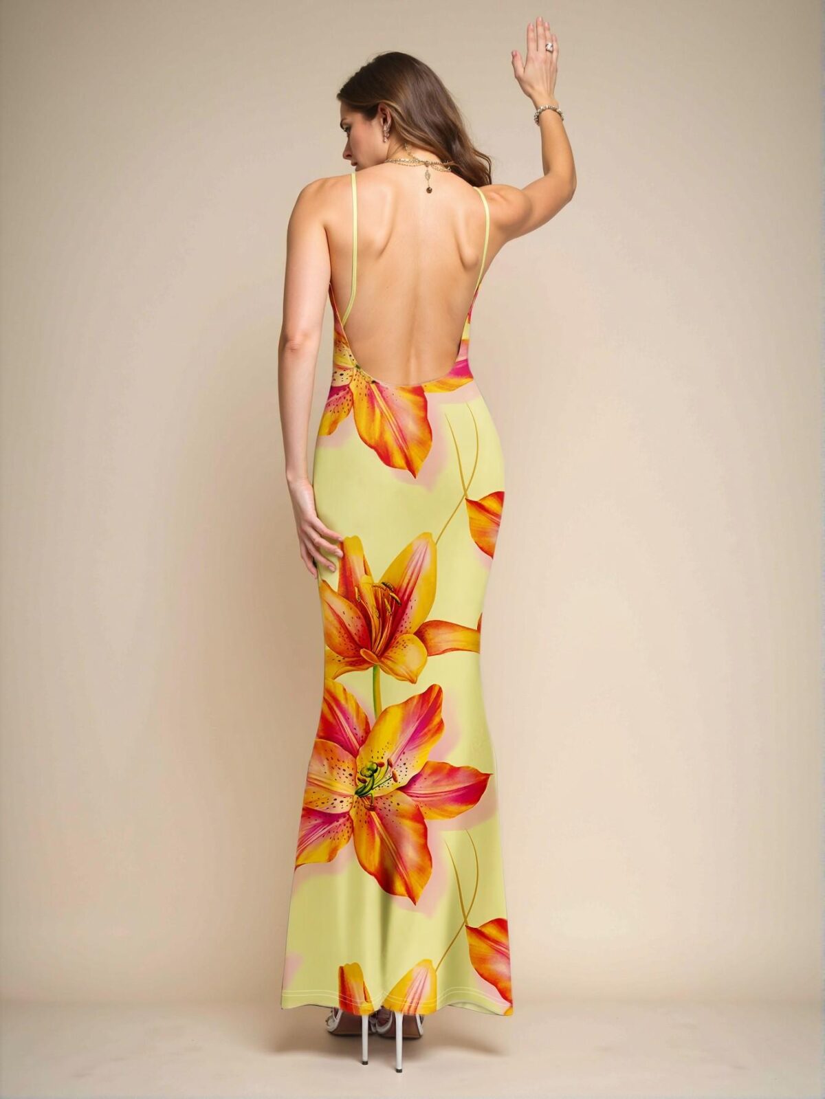 Elegant Multicolor Floral Draped Neck Long Dress for Women, Perfect for Casual Beach and Evening Events, Ideal for Summer and Spring Fashion "Chic, Classy and Trendy Fashion Style to Dress to Impress" - Image 2