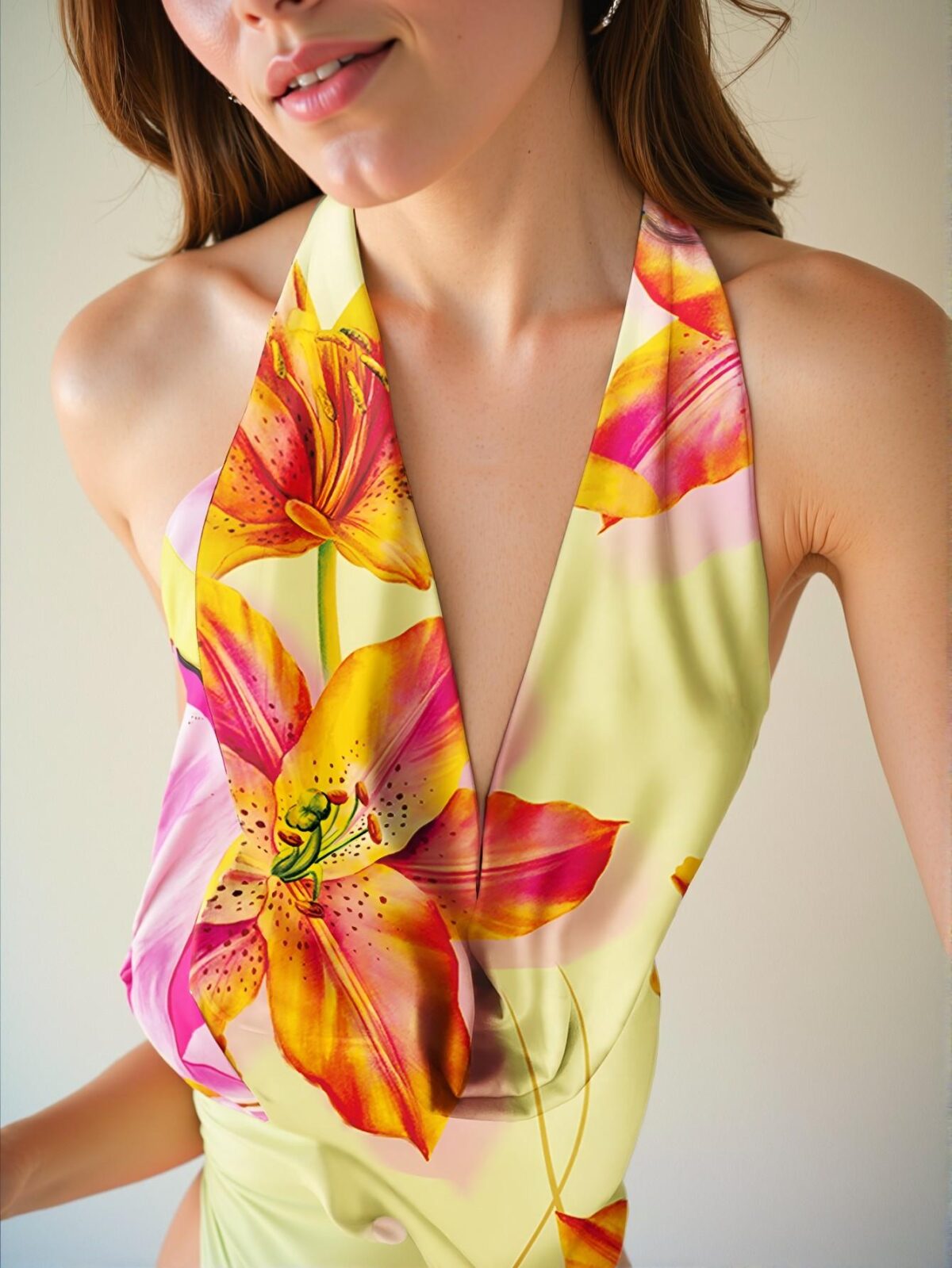 Elegant Multicolor Floral Draped Neck Long Dress for Women, Perfect for Casual Beach and Evening Events, Ideal for Summer and Spring Fashion "Chic, Classy and Trendy Fashion Style to Dress to Impress" - Image 3