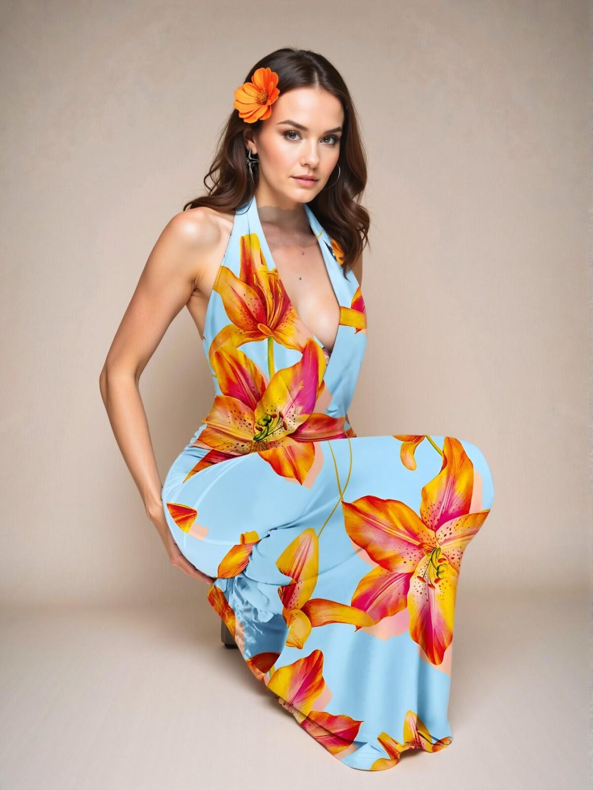 Elegant Multicolor Chic Floral V-Neck Maxi Dress for Women in Spring and Summer - Chic, Classy, and Trendy Fashion Style to Dress to Impress