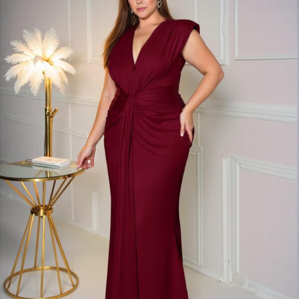 Elegant Burgundy Glamorous Ruched Fitted Maxi Dress for Spring and Summer - Chic, Classy and Trendy Fashion Style to Dress to Impress
