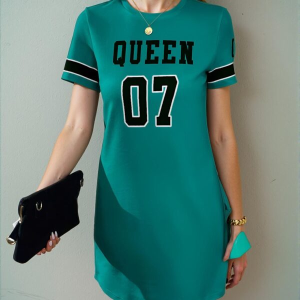 Elegant Blue Refreshing Summer Festival Graphic Tee Dress for Effortless Spring and Summer Style, Chic, Classy and Trendy Fashion to Dress to Impress
