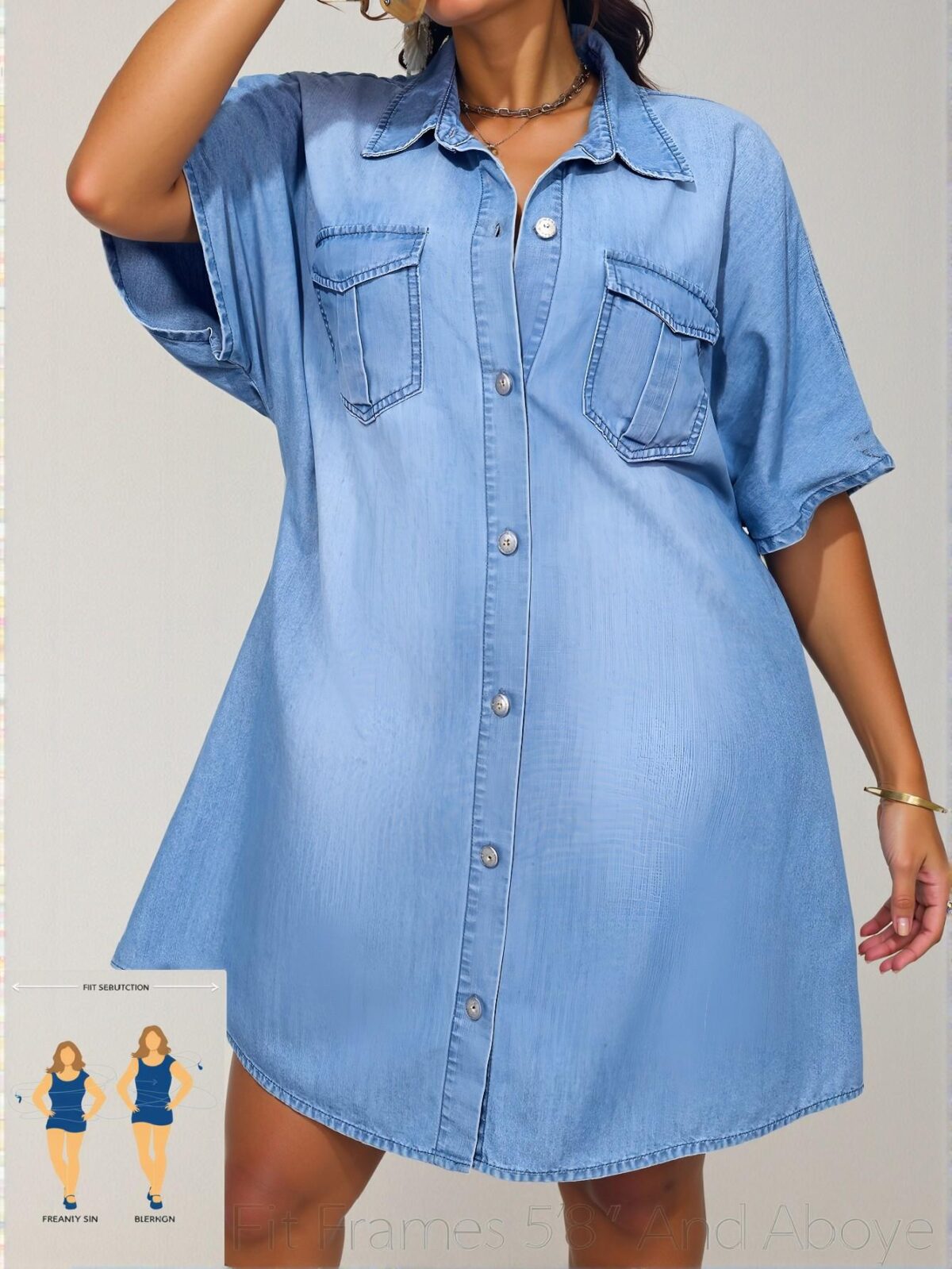 Elegant Blue Denim Shirt Dress for Summer and Beyond - Perfect for Vacation, Festivals, Office, and Casual Outings - Chic, Classy, and Trendy Fashion Style to Dress to Impress