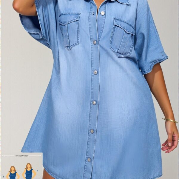 Elegant Blue Denim Shirt Dress for Summer and Beyond - Perfect for Vacation, Festivals, Office, and Casual Outings - Chic, Classy, and Trendy Fashion Style to Dress to Impress
