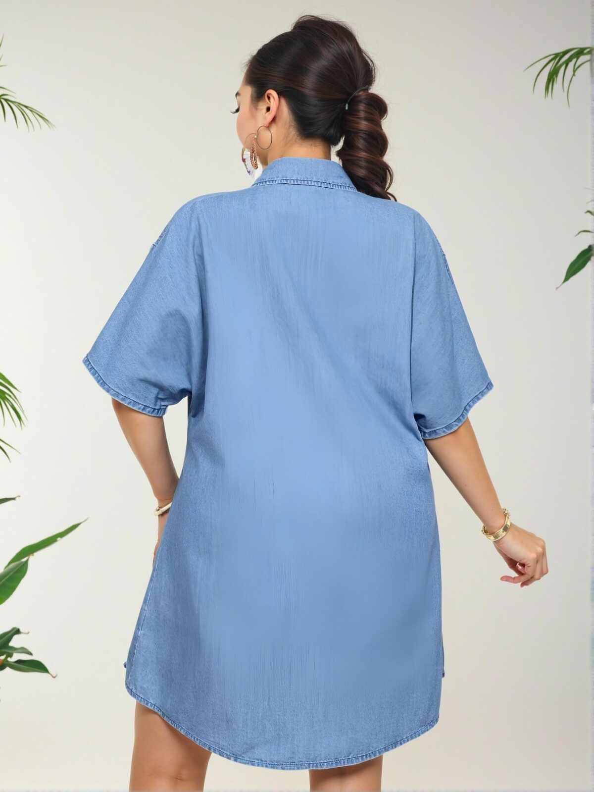 Elegant Blue Denim Shirt Dress for Summer and Beyond - Perfect for Vacation, Festivals, Office, and Casual Outings - Chic, Classy, and Trendy Fashion Style to Dress to Impress - Image 2