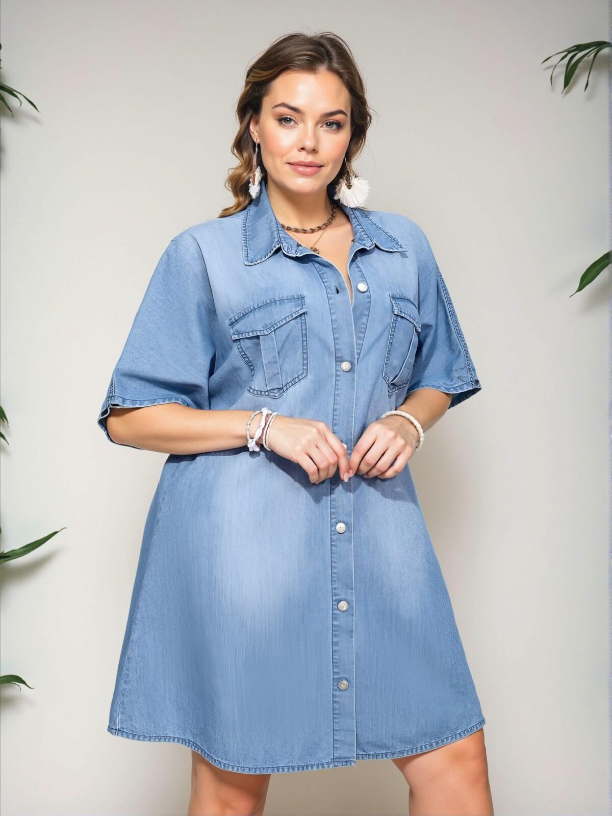 Elegant Blue Denim Shirt Dress for Summer and Beyond - Perfect for Vacation, Festivals, Office, and Casual Outings - Chic, Classy, and Trendy Fashion Style to Dress to Impress - Image 3
