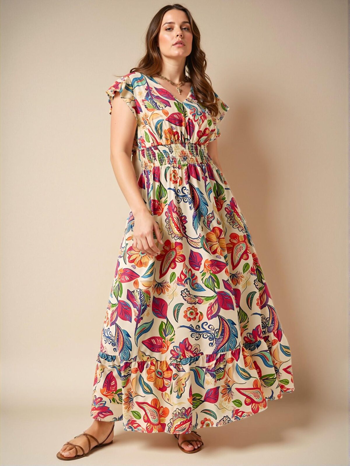 Elegant Multicolor Bohemian Plus Size Dress for Summer Vacations and Spring Celebrations - Chic, Classy and Trendy Fashion Style to Dress to Impress - Image 5