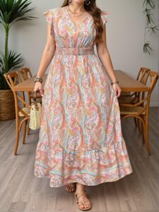 Elegant Multicolor Boho Paisley Print Maxi Dress for Relaxed Summer Vibes and Festive Celebrations "Chic, Classy and Trendy Fashion Style to Dress to Impress"
