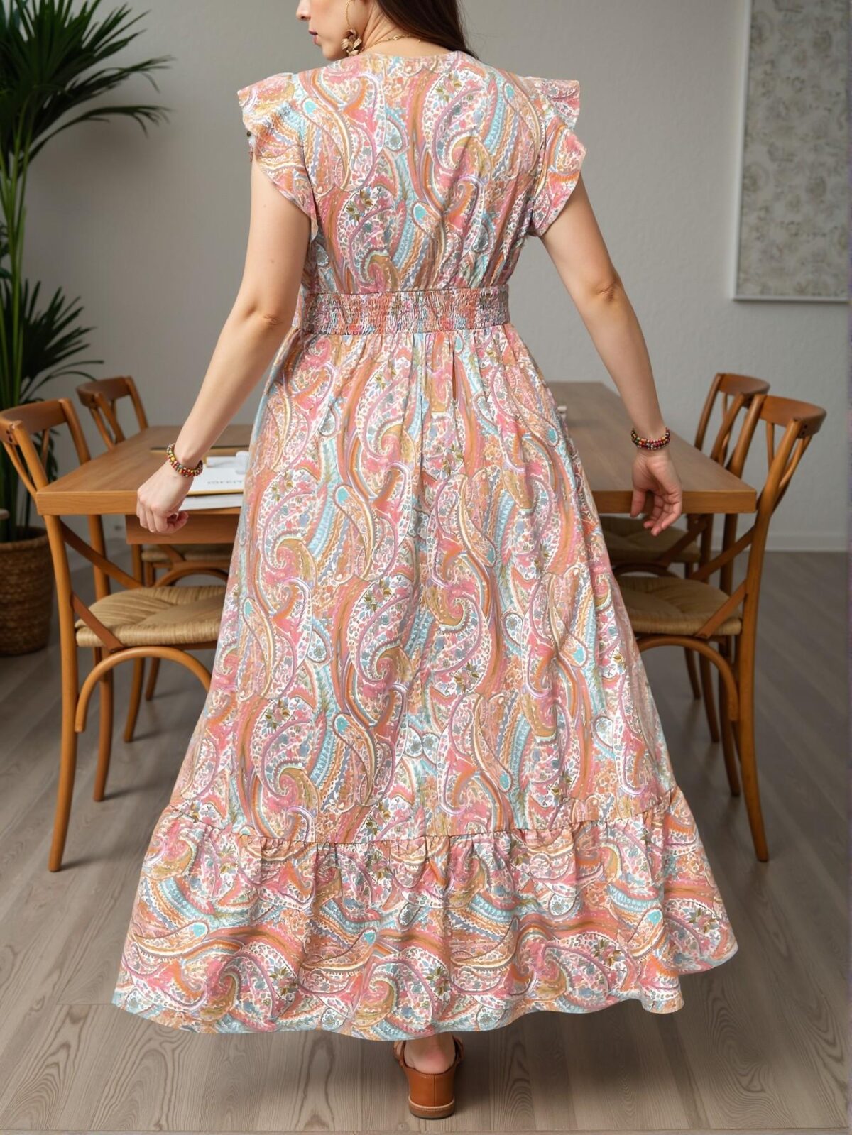 Elegant Multicolor Boho Paisley Print Maxi Dress for Relaxed Summer Vibes and Festive Celebrations "Chic, Classy and Trendy Fashion Style to Dress to Impress" - Image 2