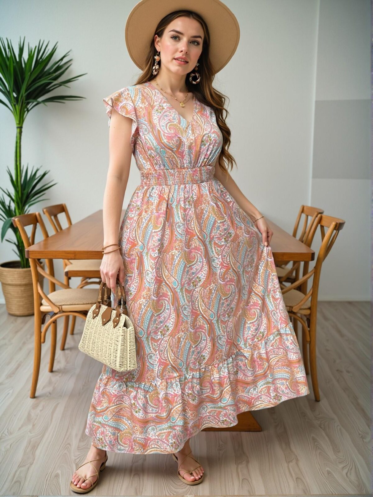Elegant Multicolor Boho Paisley Print Maxi Dress for Relaxed Summer Vibes and Festive Celebrations "Chic, Classy and Trendy Fashion Style to Dress to Impress" - Image 3
