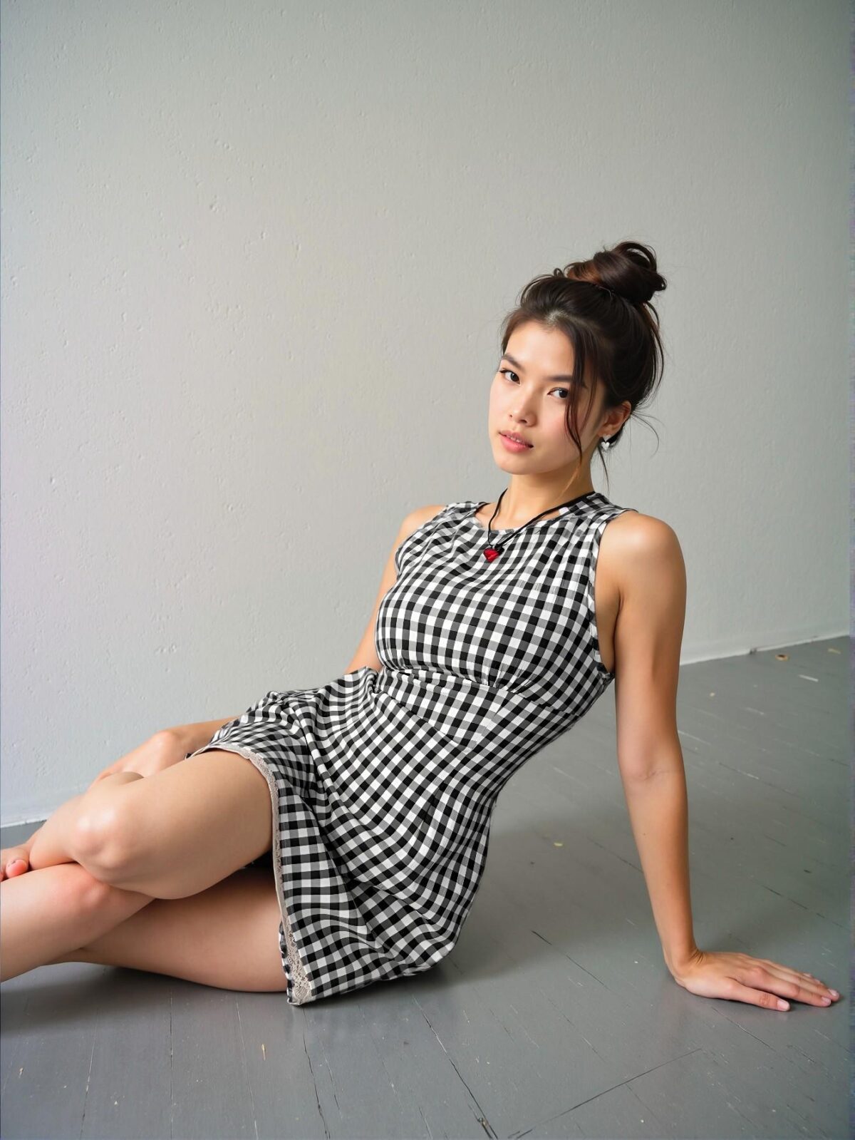 Elegant Black and White Plaid V-Neck Sleeveless Grid Contrast Lace Bodycon Mini Dress for Spring and Summer Chic, Classy and Trendy Fashion Style to Dress to Impress - Image 3