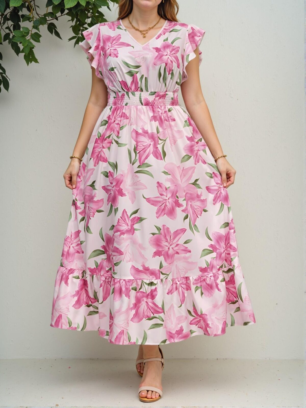 Elegant Pink Long Paisley Print Vacation Dress for Women – Ideal Boho Summer and Festival Attire for Spring Break Celebrations and Mother’s Day – Chic, Classy and Trendy Fashion Style to Dress to Impress - Image 4