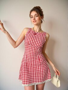 Elegant Red Flared A-Line Mini Dress with Contrast Lace for Women - Chic, Classy and Trendy Fashion Style to Dress to Impress