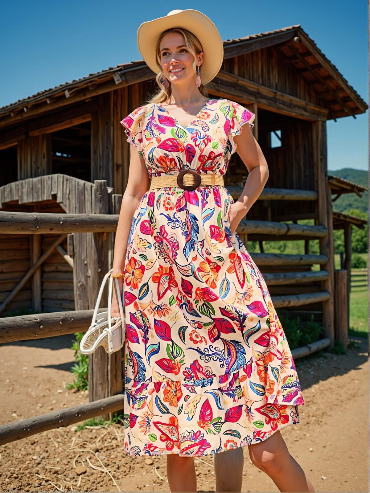 Elegant Burnt Orange Flowy Plus Size Dress Perfect for Spring and Summer Events such as Brunch and Church Celebrations - Chic, Classy and Trendy Fashion Style to Dress to Impress - Image 3